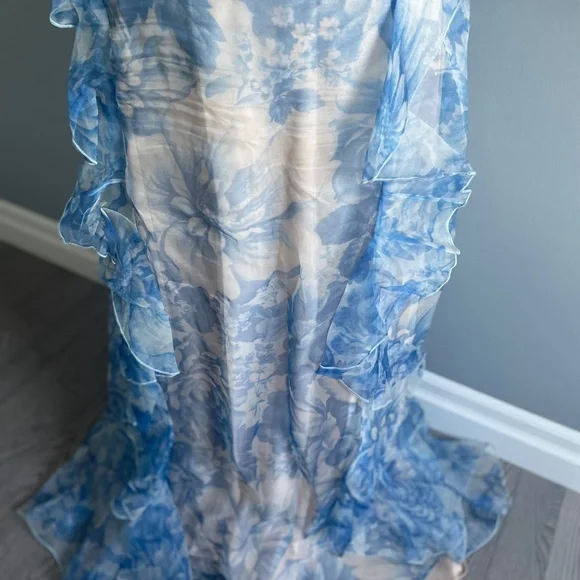 Alice McCALL Oh My Goddess Open-Back Ruffled Floral-Print Silk - Picture 6 of 10